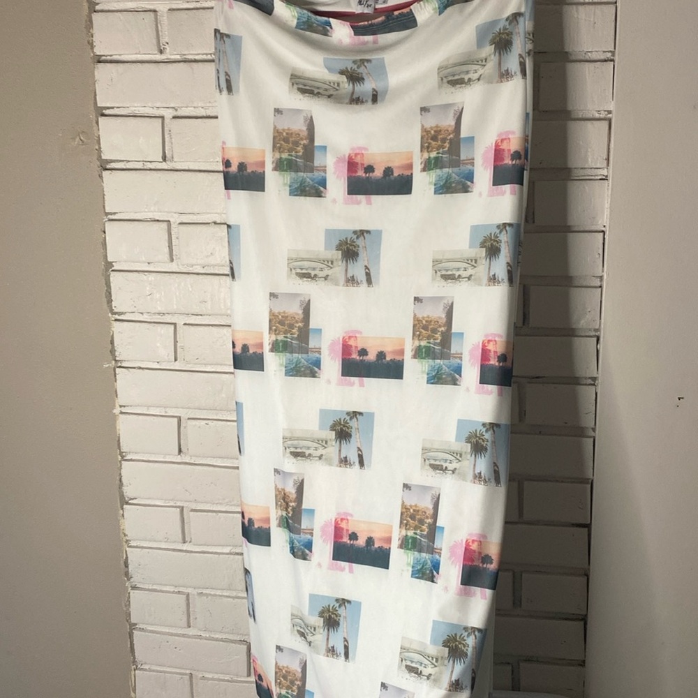 Princess Polly White Maxi Skirt with Multicolor Print